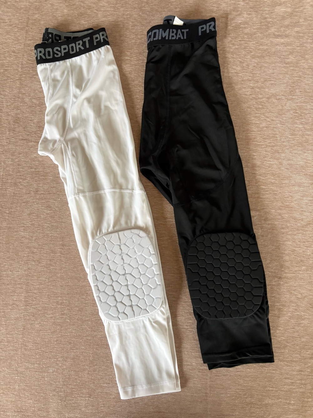 Pro Combat/Sport Men's Padded Compression Legging Pants - Set of 2 Black & White